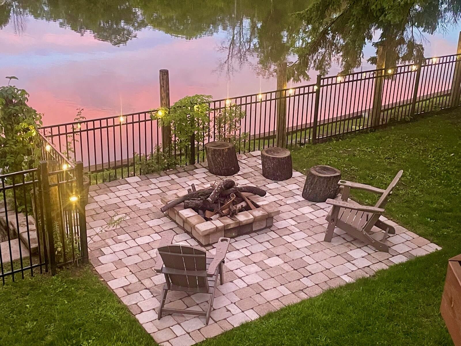 Fire pit at dusk